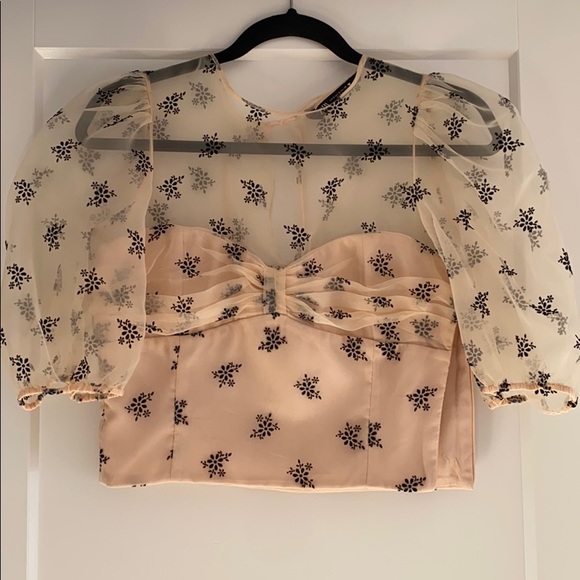 Organza sleeve cropped blouse - Picture 1 of 5